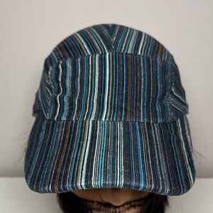 Ask Striped Blue and Brown Cap